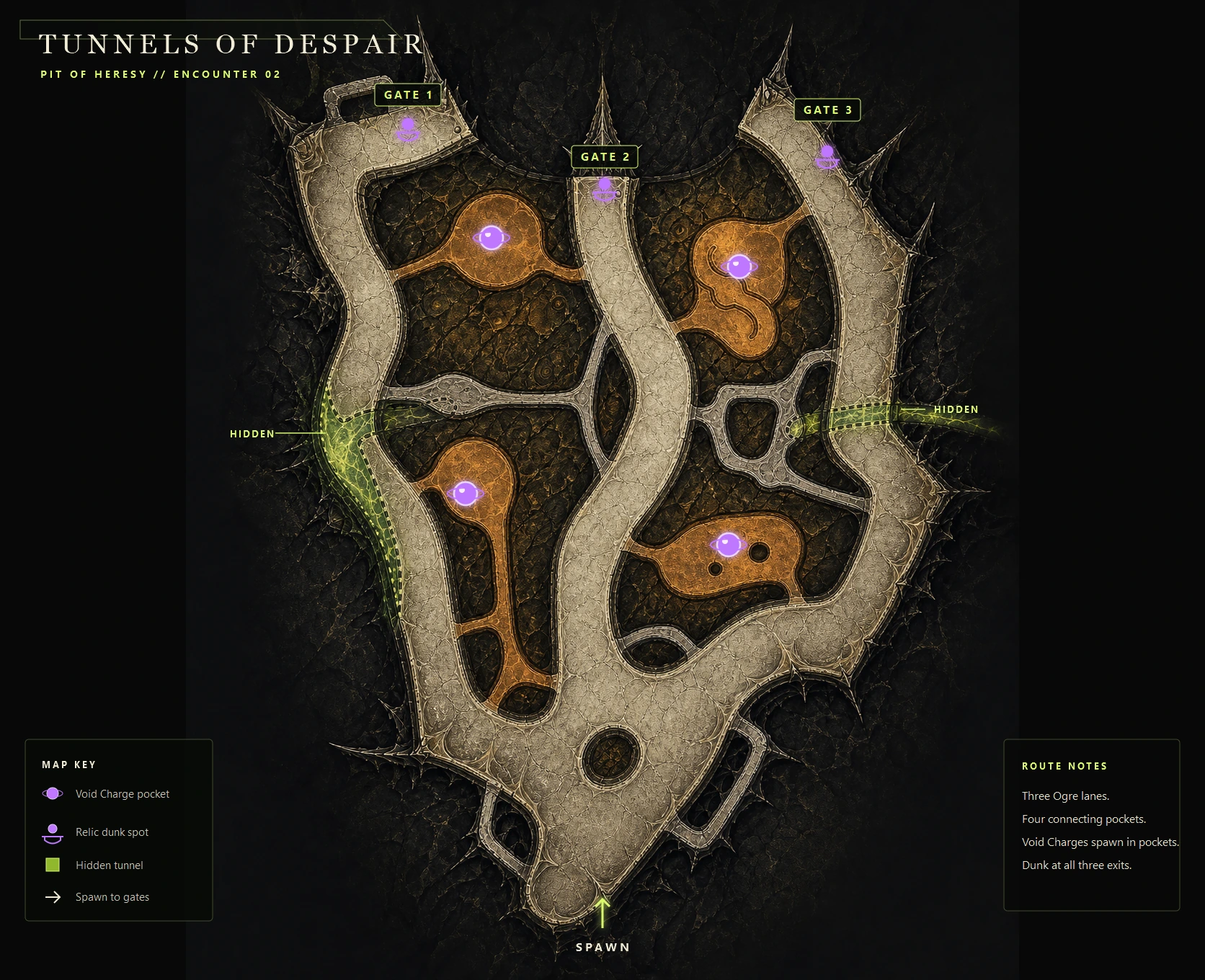 Pit of Heresy — Tunnels of Despair encounter map